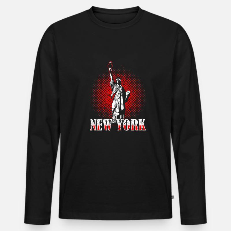 New York - Männer Premium Bio Langarmshirt - Schwarz
