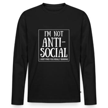 Social social Drôle Drôle - T-shirt manches longues Premium bio Homme - noir - Devant - Nico (187cm)