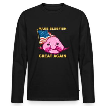 USA Elections  Blobfish Blobfish - Men's Premium Organic Long Sleeve Shirt - black - Front - Nico (187cm)