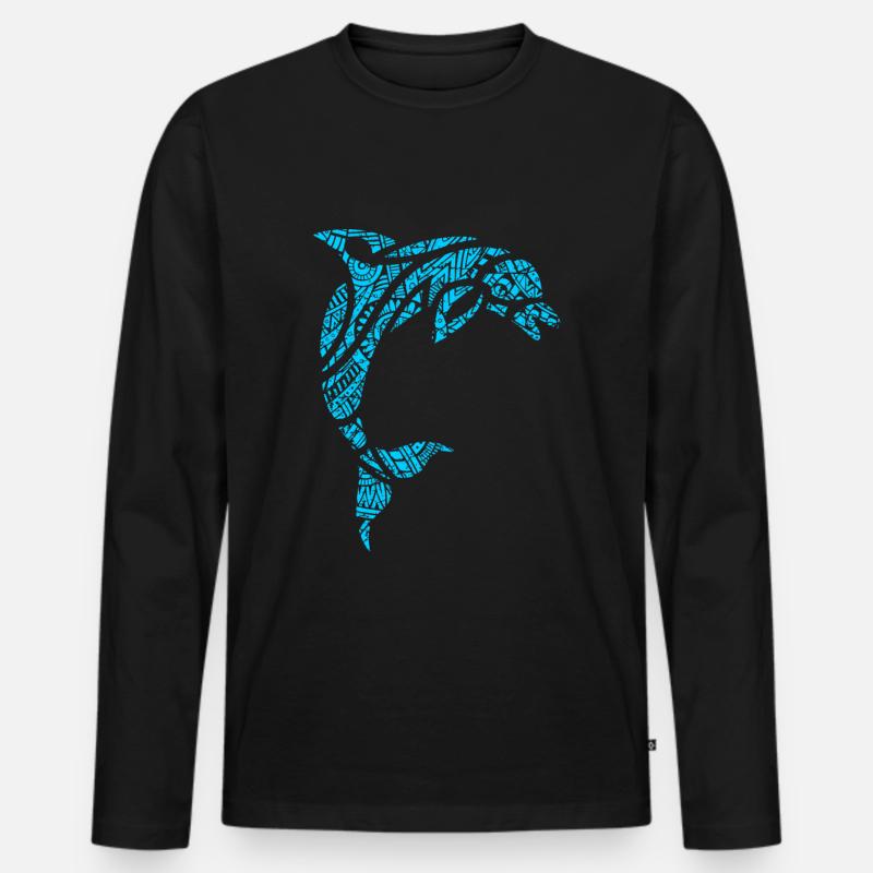 Delfin - Männer Premium Bio Langarmshirt - Schwarz