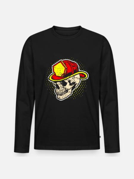 Firefighter skull skull - Men's Premium Organic Long Sleeve Shirt - black