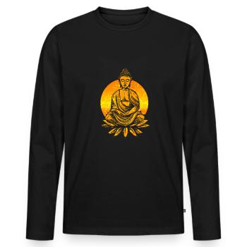 Bouddha Bouddhisme - T-shirt manches longues Premium bio Homme - noir - Devant - Nico (187cm)