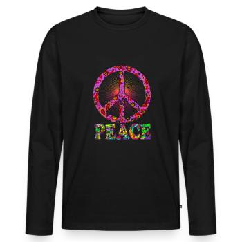 Peace - Männer Premium Bio Langarmshirt - Schwarz - Vorne - Nico (187cm)