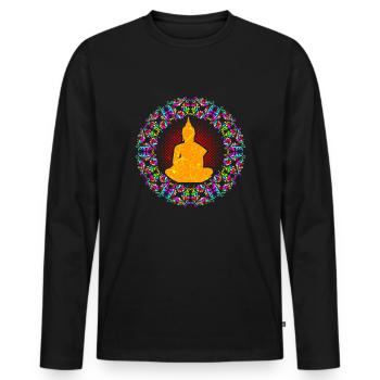 Bouddha Bouddhisme - T-shirt manches longues Premium bio Homme - noir - Devant - Nico (187cm)