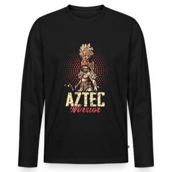 Azteken Krieger Mexiko - Männer Premium Bio Langarmshirt - Schwarz - Vorne - Nico (187cm)