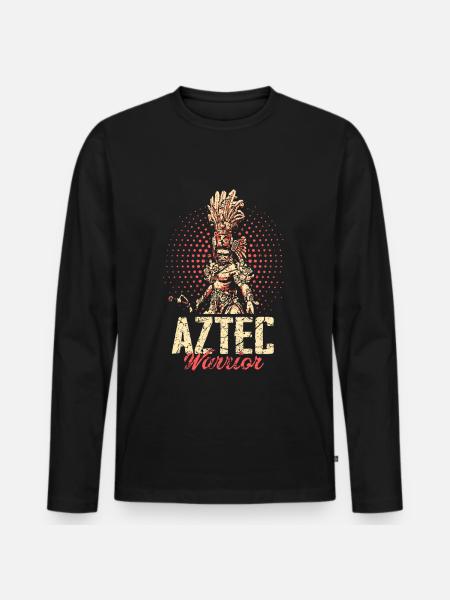 Azteken Krieger Mexiko - Männer Premium Bio Langarmshirt - Schwarz