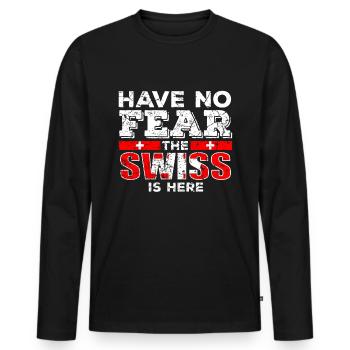 Swiss Swiss Swiss flag - Men's Premium Organic Long Sleeve Shirt - black - Front - Nico (187cm)