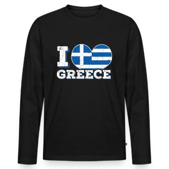 Greece Greek Greek Flag Love - Men's Premium Organic Long Sleeve Shirt - black - Front - Nico (187cm)