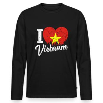 Vietnam - Men's Premium Organic Long Sleeve Shirt - black - Front - Nico (187cm)