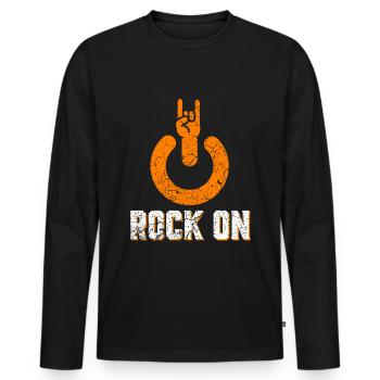 Rock on - Men's Premium Organic Long Sleeve Shirt - black - Front - Nico (187cm)