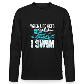 Swimming Swimmer Swimmer - Men's Premium Organic Long Sleeve Shirt - black - Front - Nico (187cm)