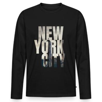 New York Manhattan skyline - Men's Premium Organic Long Sleeve Shirt - black - Front - Nico (187cm)