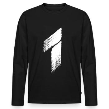 Number One 1 - Men's Premium Organic Long Sleeve Shirt - black - Front - Nico (187cm)
