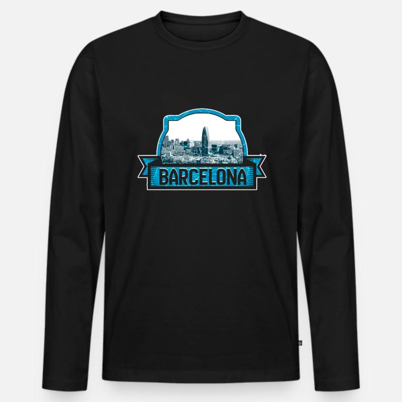 Barcelona - Männer Premium Bio Langarmshirt - Schwarz