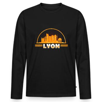 Lyon - Männer Premium Bio Langarmshirt - Schwarz - Vorne - Nico (187cm)