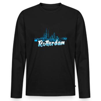 Rotterdam - Men's Premium Organic Long Sleeve Shirt - black - Front - Nico (187cm)