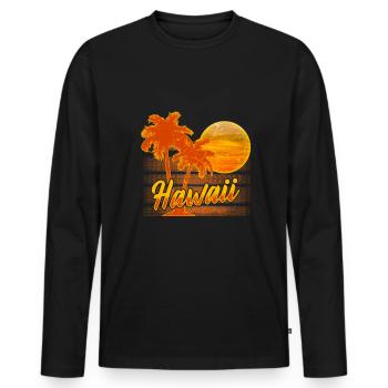 Hawaii - Men's Premium Organic Long Sleeve Shirt - black - Front - Nico (187cm)
