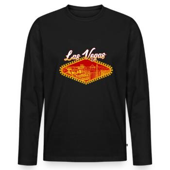 Las Vegas - Men's Premium Organic Long Sleeve Shirt - black - Front - Nico (187cm)