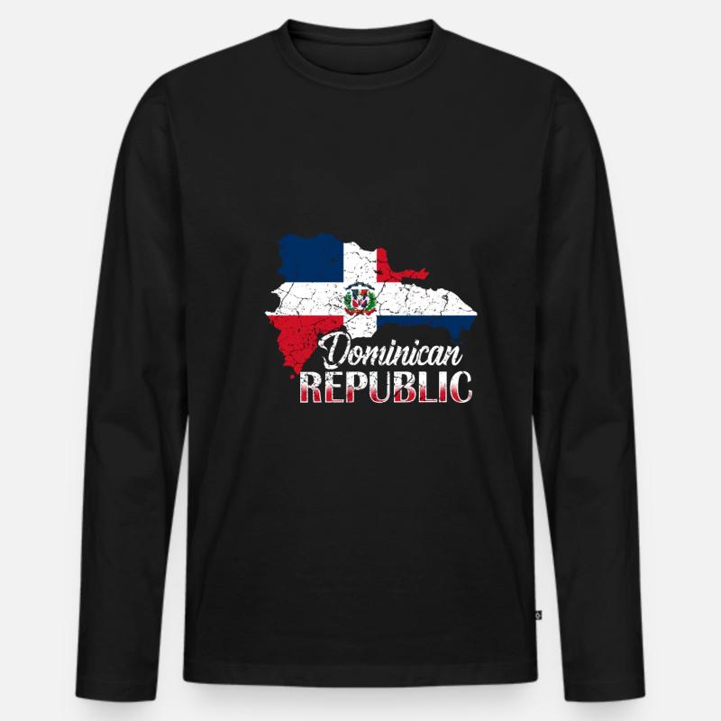 Dominikanische Republik - Männer Premium Bio Langarmshirt - Schwarz