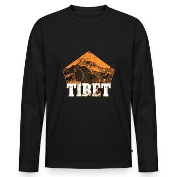 Tibet - Men's Premium Organic Long Sleeve Shirt - black - Front - Nico (187cm)