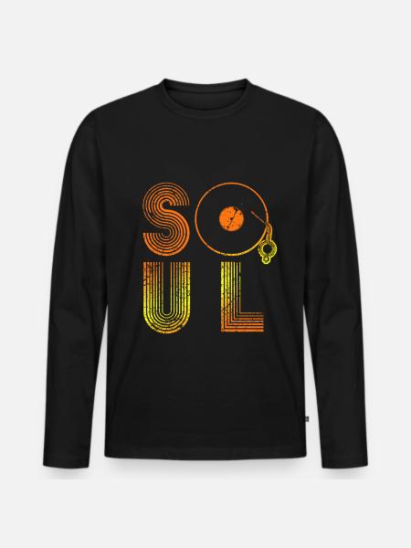 Soul Musik - Männer Premium Bio Langarmshirt - Schwarz