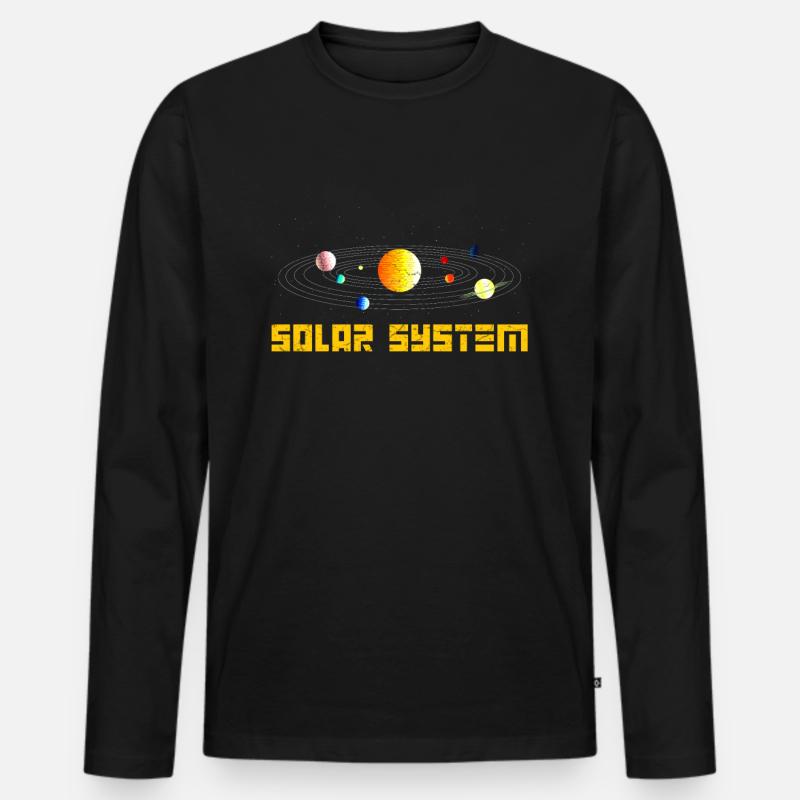 Sonnensystem - Männer Premium Bio Langarmshirt - Schwarz