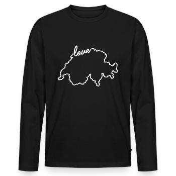 Schweiz Schweizer Love - Männer Premium Bio Langarmshirt - Schwarz - Vorne - Nico (187cm)