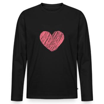 Amour coeur d'amour - T-shirt manches longues Premium bio Homme - noir - Devant - Nico (187cm)