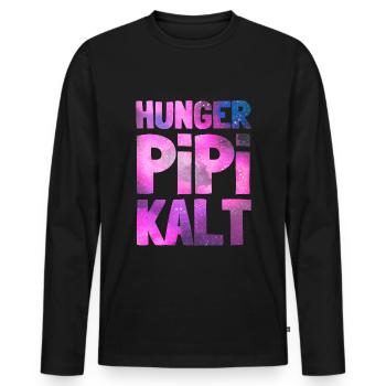 Hunger Pee Cold Typical Woman Funny saying - Men's Premium Organic Long Sleeve Shirt - black - Front - Nico (187cm)