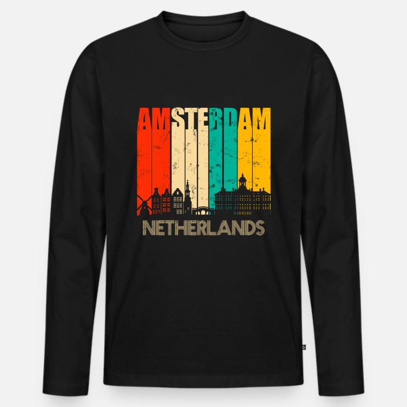 Amsterdam - Männer Premium Bio Langarmshirt - Schwarz
