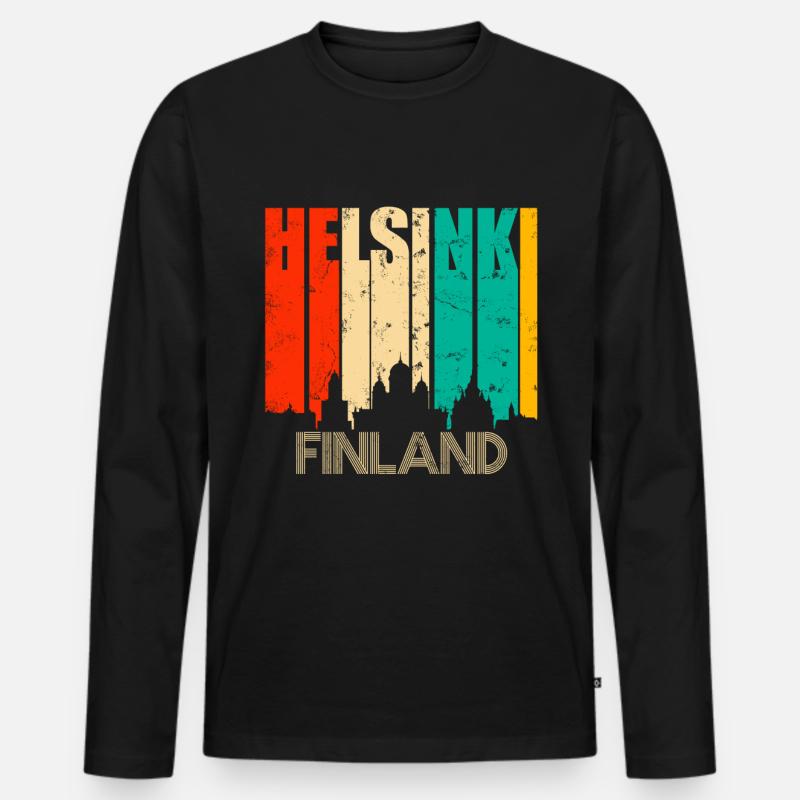 Helsinki - Männer Premium Bio Langarmshirt - Schwarz