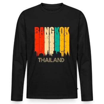 Bangkok Thailand - Men's Premium Organic Long Sleeve Shirt - black - Front - Nico (187cm)