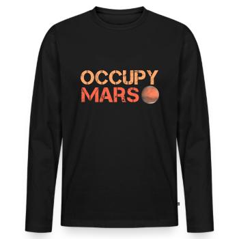 Occuper Mars - T-shirt manches longues Premium bio Homme - noir - Devant - Nico (187cm)