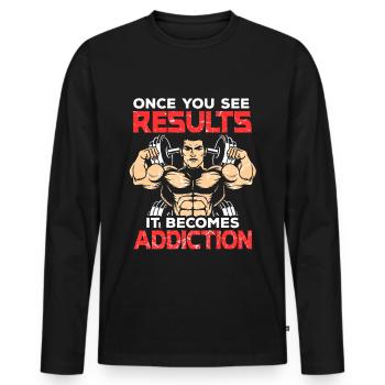 Gym Fitness Musculation Musculation Musculation - T-shirt manches longues Premium bio Homme - noir - Devant - Nico (187cm)