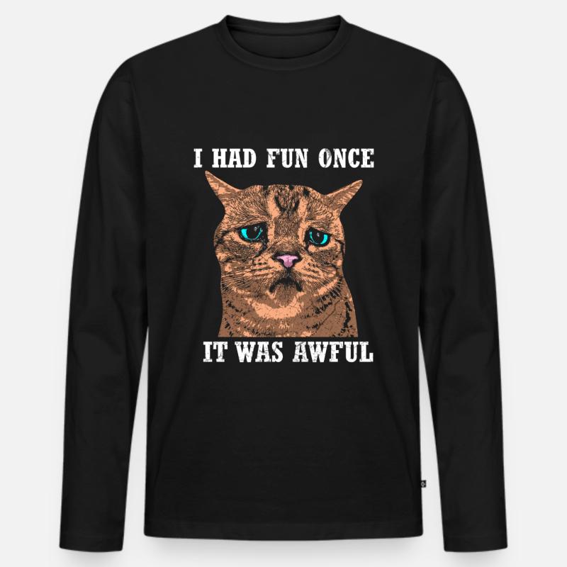 Lustige Katze - Männer Premium Bio Langarmshirt - Schwarz