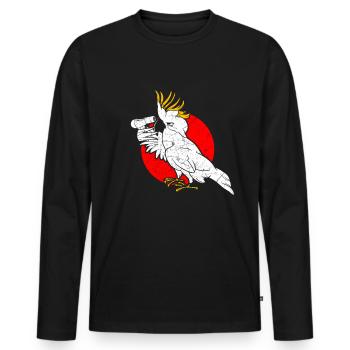 Funny cockatoo parrot hairstyle - Men's Premium Organic Long Sleeve Shirt - black - Front - Nico (187cm)