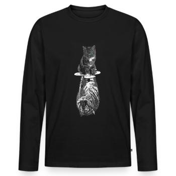 Katze Tiger Selbstbewusst Motivation - Männer Premium Bio Langarmshirt - Schwarz - Vorne - Nico (187cm)