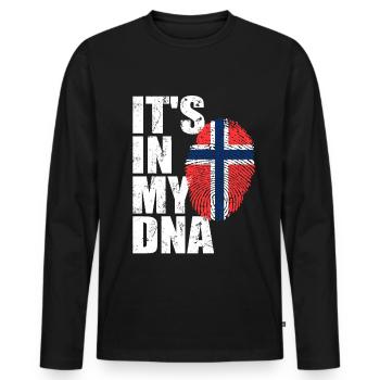 Norway Norwegian Norwegian flag DNA - Men's Premium Organic Long Sleeve Shirt - black - Front - Nico (187cm)