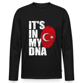 Drapeau turc drapeau turc empreinte ADN - T-shirt manches longues Premium bio Homme - noir - Devant - Nico (187cm)