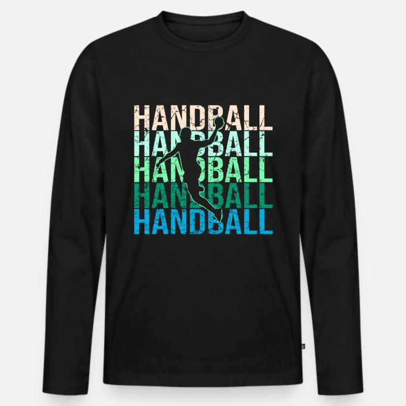 Handball - Männer Premium Bio Langarmshirt - Schwarz