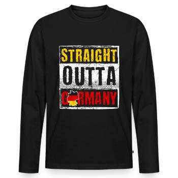 Deutschland Germany Deutsch Deutscher Deutsche - Männer Premium Bio Langarmshirt - Schwarz - Vorne - Nico (187cm)