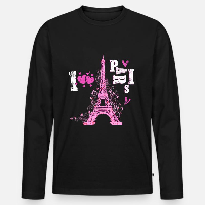 Paris Eiffel Tower - Men's Premium Organic Long Sleeve Shirt - black
