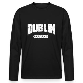 Dublin Irland - Männer Premium Bio Langarmshirt - Schwarz - Vorne - Nico (187cm)