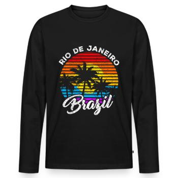 Rio de Janeiro - Männer Premium Bio Langarmshirt - Schwarz - Vorne - Nico (187cm)