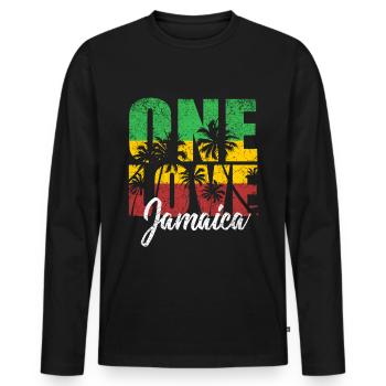 Jamaica - Men's Premium Organic Long Sleeve Shirt - black - Front - Nico (187cm)