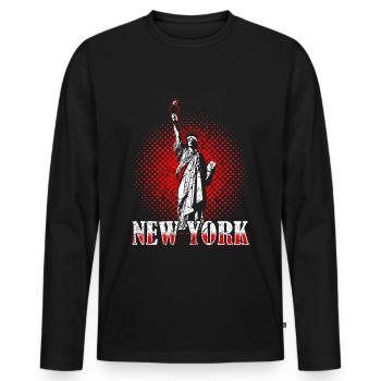 New York Freiheitsstatue - Männer Premium Bio Langarmshirt - Schwarz - Vorne - Nico (187cm)
