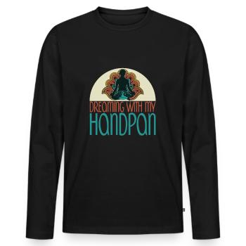 Dreaming With My Handpan Music Yoga Relax - Men's Premium Organic Long Sleeve Shirt - black - Front - Nico (187cm)