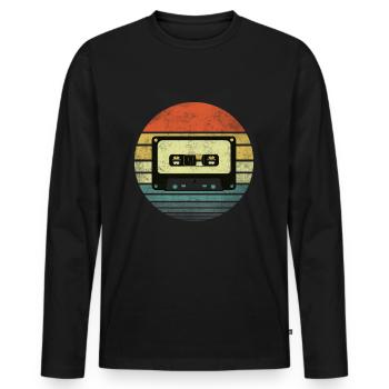 Audio Tape Kassette Musik HiFi Sunset Retro Design - Männer Premium Bio Langarmshirt - Schwarz - Vorne - Nico (187cm)