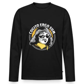 Philosophy Descartes Philosophy Student - Men's Premium Organic Long Sleeve Shirt - black - Front - Nico (187cm)