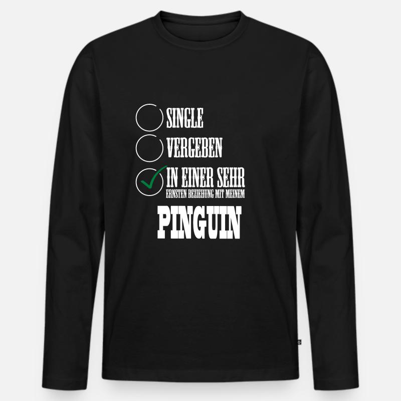 In einer Beziehung mit meinem Pinguin - Männer Premium Bio Langarmshirt - Schwarz